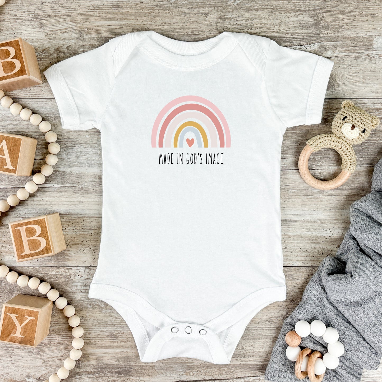 God's Image Rainbow Baby Short Sleeve Bodysuit