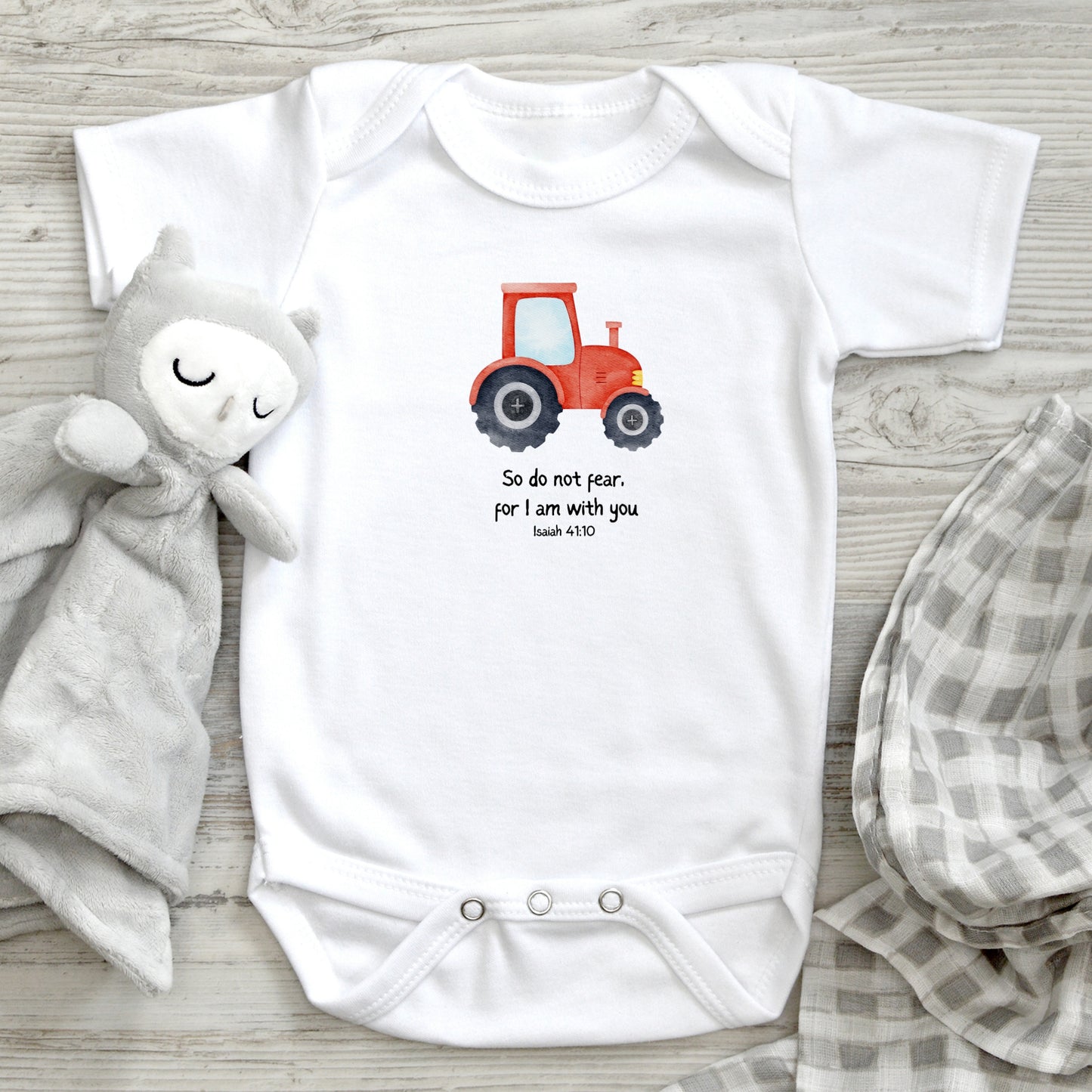 Do Not Fear Tractor - Baby Short Sleeve Bodysuit
