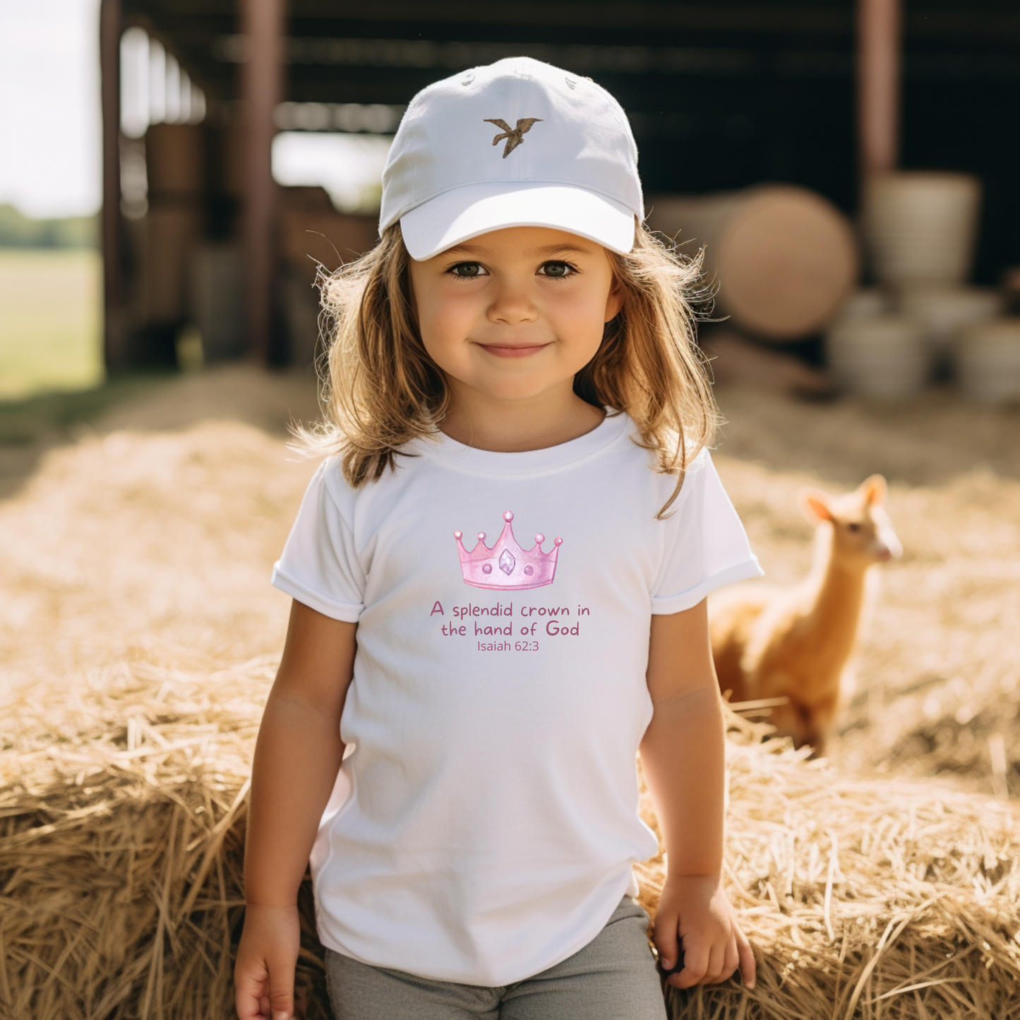 Christian Toddler Girl Shirt – Pink Crown Isaiah 62:3 Tee