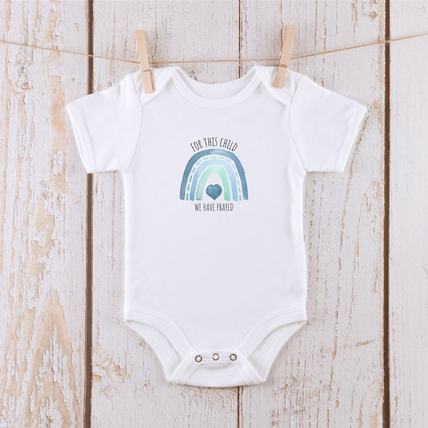 for this child we have prayed (blue) baby short sleeve onesie®