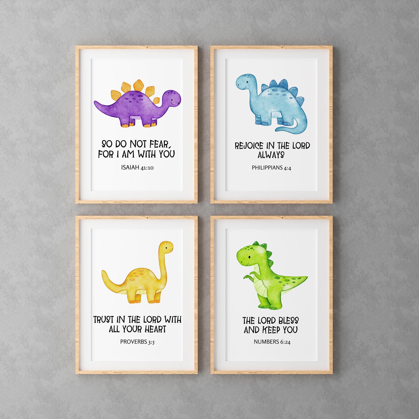 Christian Baby Shower Gift | Scripture Baby Gift | Christian Digital Nursery Art | Dinosaurs | Bible Verses