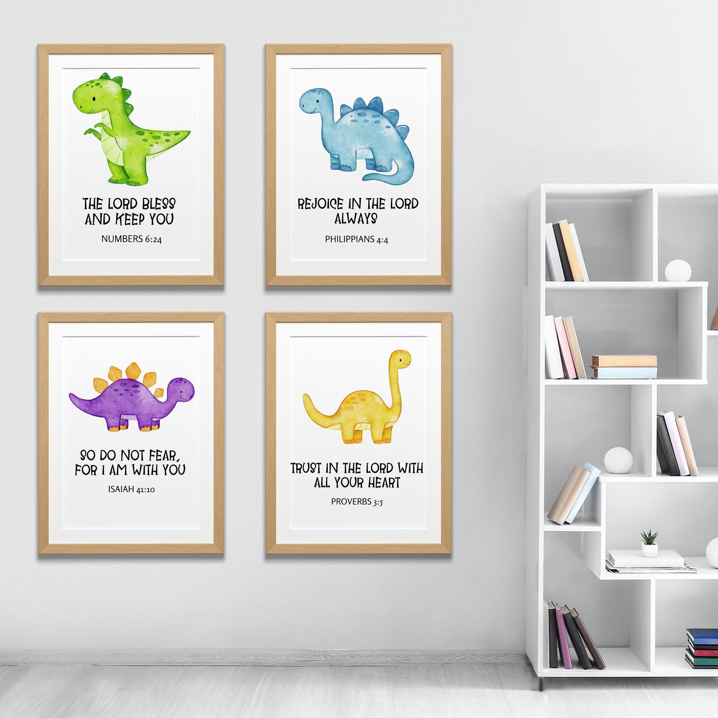 Christian Baby Shower Gift | Scripture Baby Gift | Christian Digital Nursery Art | Dinosaurs | Bible Verses