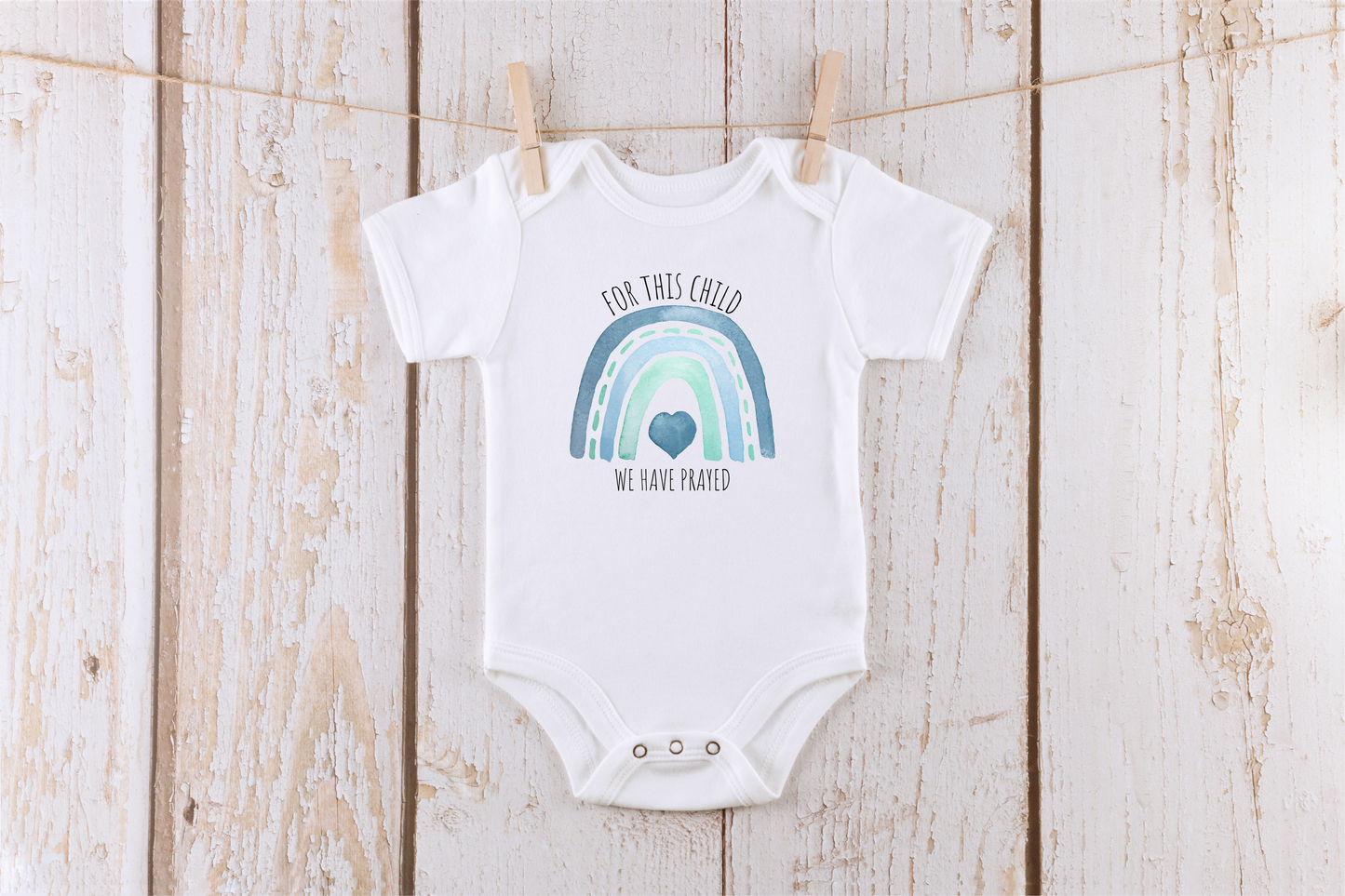 for this child we have prayed (blue) baby short sleeve onesie®