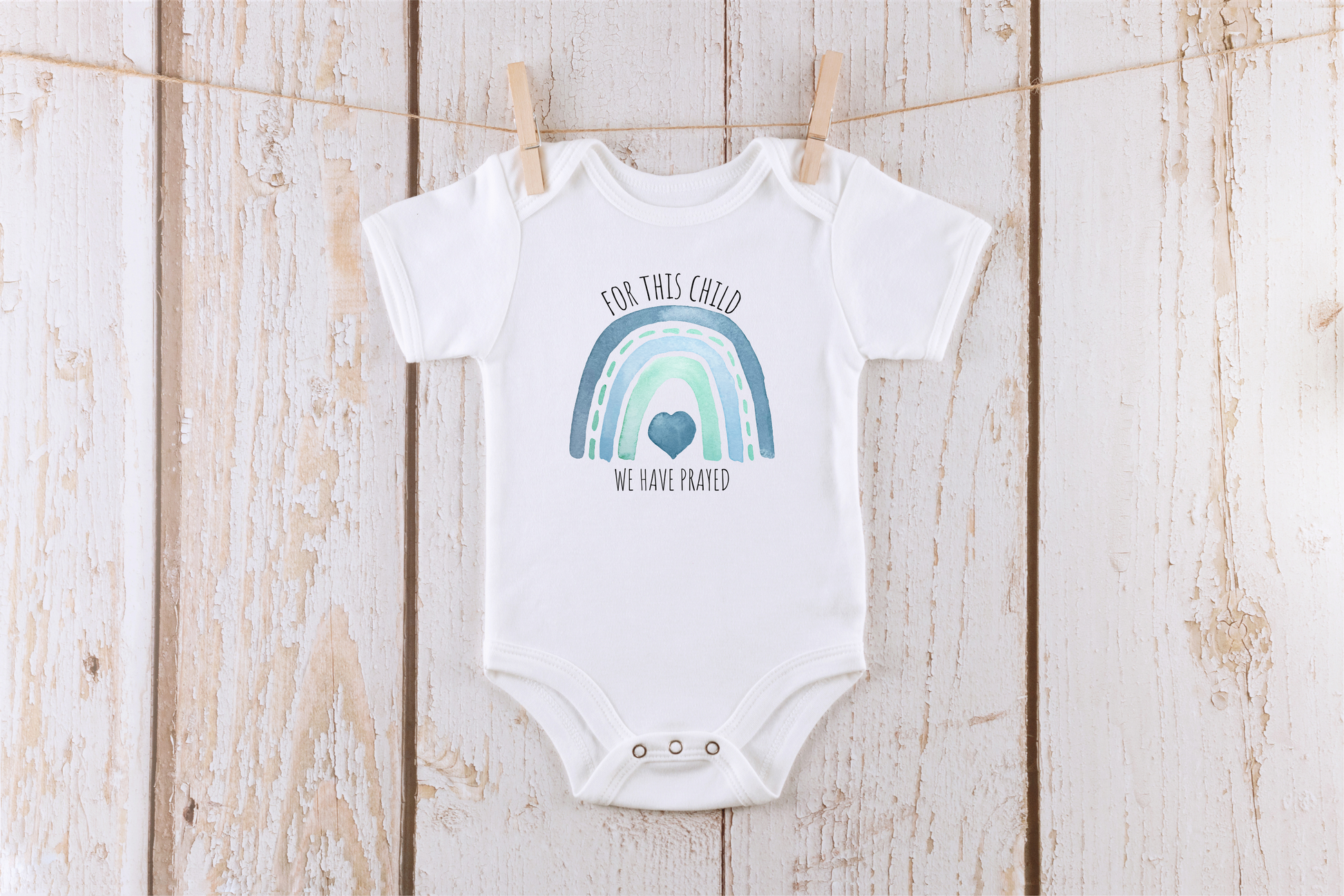 for this child we have prayed (blue) baby short sleeve onesie®