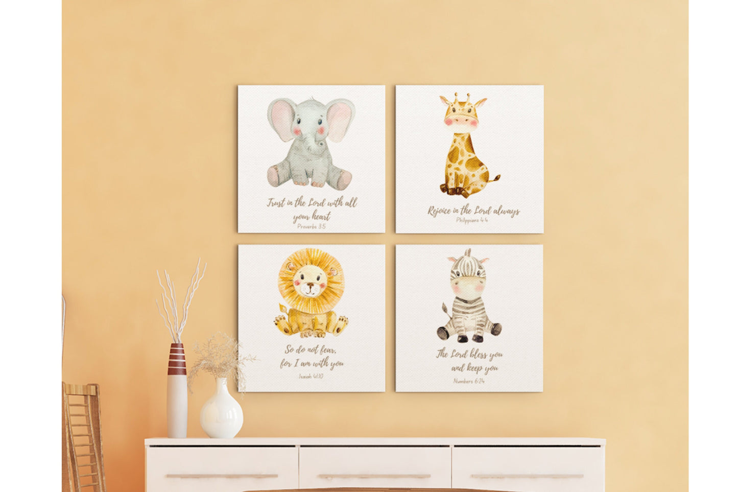 Christian Baby Shower Gift | Scripture Baby Gift | Christian Digital Nursery Art | Baby Animals | Jungle | Bible Verses